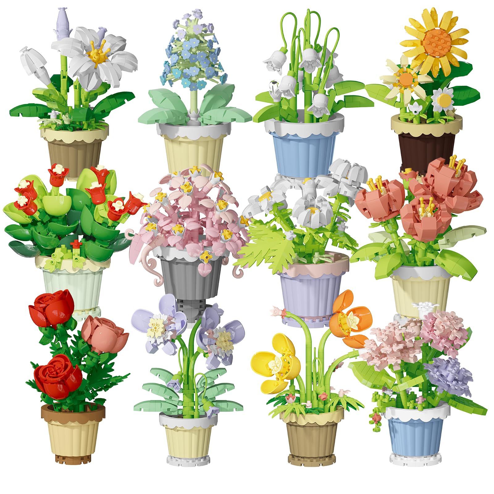 Amazon.com: Jollcnoia 12 Set Mini Flower Potted Plant Bonsai